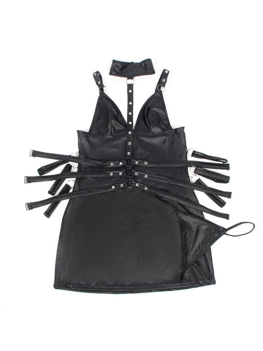 SUBBLIME - 954413 BODY BONDAGE IN PELLE NERO L/XL