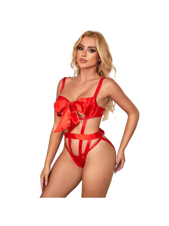 SUBBLIME - 954468 SEXY OPENWORK BODY WITH BOW RED S/M