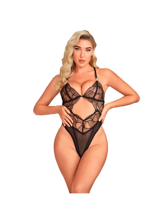 SUBBLIME - 955229 BODY TRASPARENTE CON PIZZO CAVATO NERO L/XL