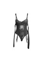 SUBBLIME - 955496 LACE BODYSUIT WITH BOWS AND GARTERS BLACK S/M