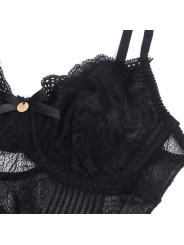 SUBBLIME - 955625 LACE BODYSUIT WITH BOTTOM CLOSURE BLACK L/XL