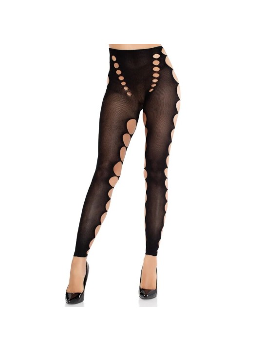 LEG AVENUE - SEAMLESS OPAQUE STOCKINGS WITH CUTOUT AT THE FEET BLACK
