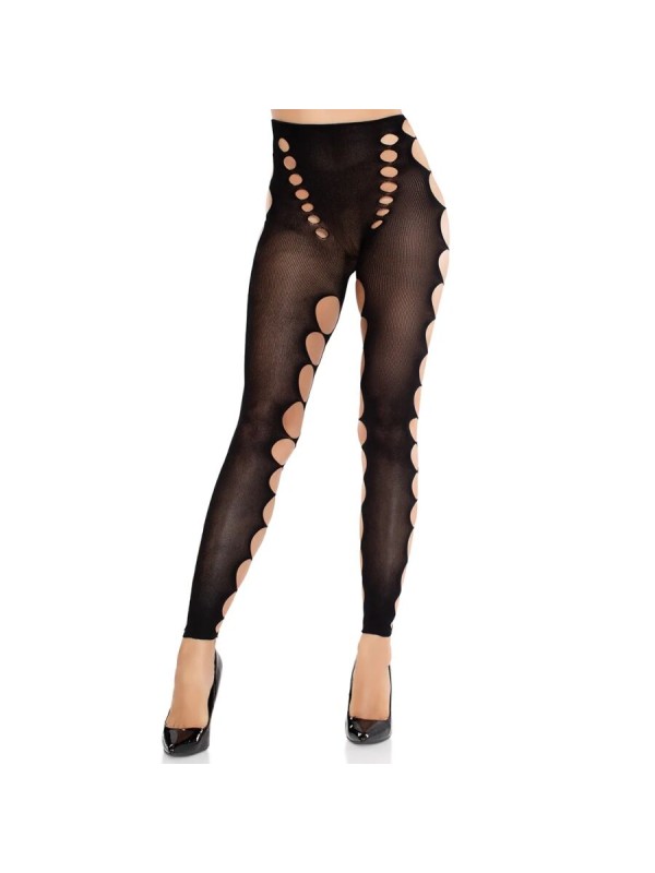 LEG AVENUE - SEAMLESS OPAQUE STOCKINGS WITH CUTOUT AT THE FEET BLACK