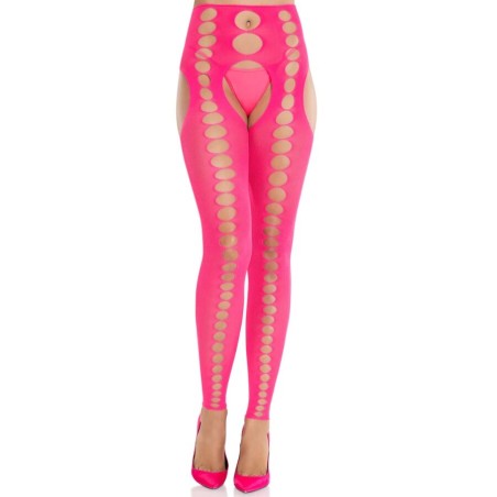 LEG AVENUE - STRAPLESS EN NAADLOZE OPAQUE KOUSEN NEON ROZE