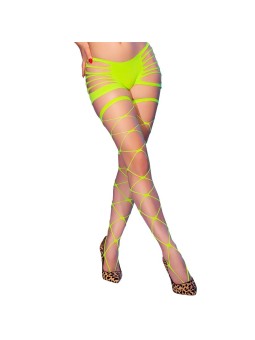 CHILIROSE - CR 4867 MEDIAS DE REJILLA CON AGUJEROS VERDE NEÓN