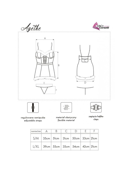 LIVCO CORSETTI FASHION - AGETHE LC 90607 CHEMISE + PERIZOMA + CAPPELLO