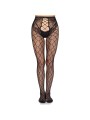 LEG AVENUE - 1966 NETZSTRUMPFHOSE MIT OFFENEM SCHRITT, SCHWARZ - EINHE