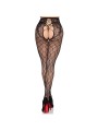 LEG AVENUE - 1966 NETZSTRUMPFHOSE MIT OFFENEM SCHRITT, SCHWARZ - EINHE