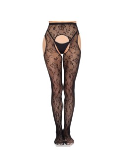LEG AVENUE - 1967 BLOOM NETZ-STRUMPFHOSE MIT STRUMPFHALTERN, SCHWARZ -