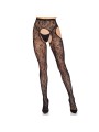 LEG AVENUE - 1967 BLOOM NETZ-STRUMPFHOSE MIT STRUMPFHALTERN, SCHWARZ -