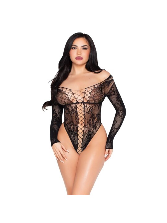 LEG AVENUE - 89370 NETZ- UND SPITZENTEDDY, SCHWARZ - EINHEITSGRÖSSE