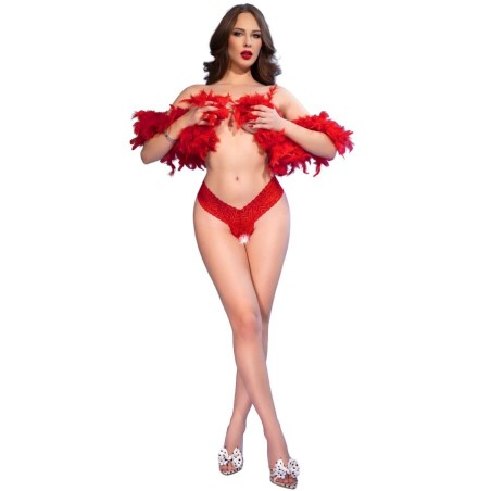 CHILIROSE - CR 4885 RODE STRING MET OPEN KRUIS XL