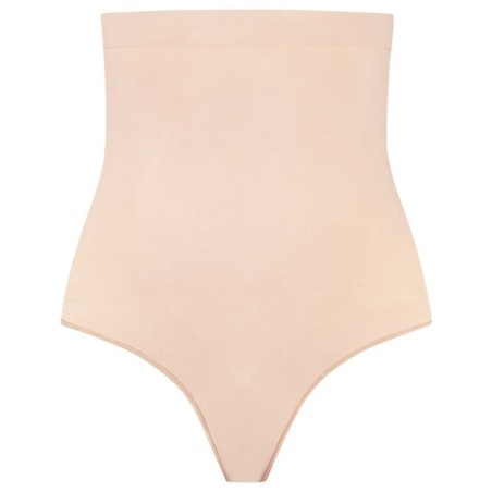 BYE-BRA - TANGA DE TALLE ALTO SIN COSTURAS BEIGE TALLA L