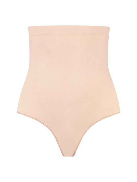 BYE-BRA - SOFT TOUCH SEAMLESS HIGH WAIST THONG BEIGE SIZE XL