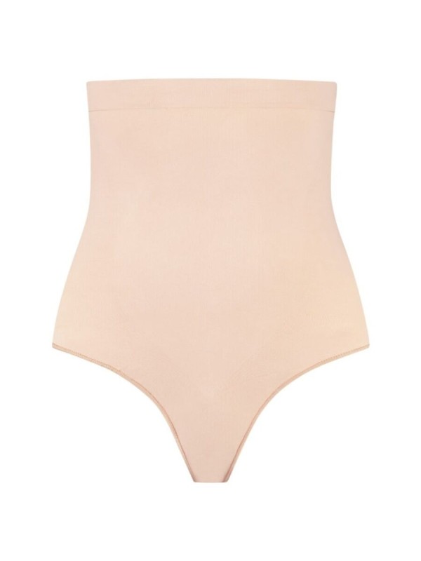 BYE-BRA - SOFT TOUCH SEAMLESS HIGH WAIST THONG BEIGE SIZE XL
