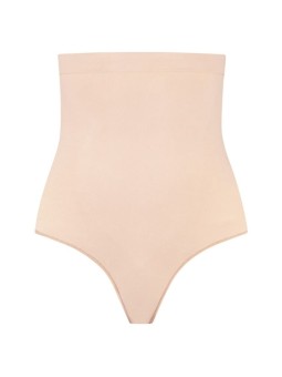 BYE-BRA - SOFT TOUCH SEAMLESS HIGH WAIST THONG BEIGE SIZE XXL