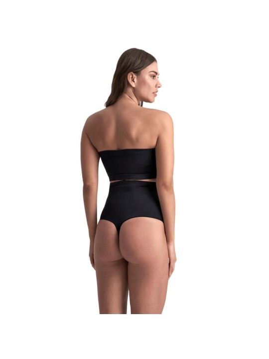 BYE-BRA - SOFT TOUCH SEAMLESS HIGH WAIST THONG BLACK SIZE L