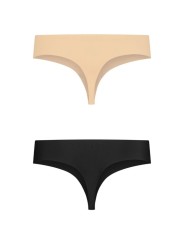 BYE-BRA - INVISIBLE THONG 2 PACK BEIGE & BLACK TAMANHO M