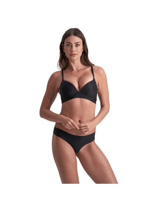 BYE-BRA - INVISIBLE THONG 2 PACK BEIGE & BLACK SIZE M
