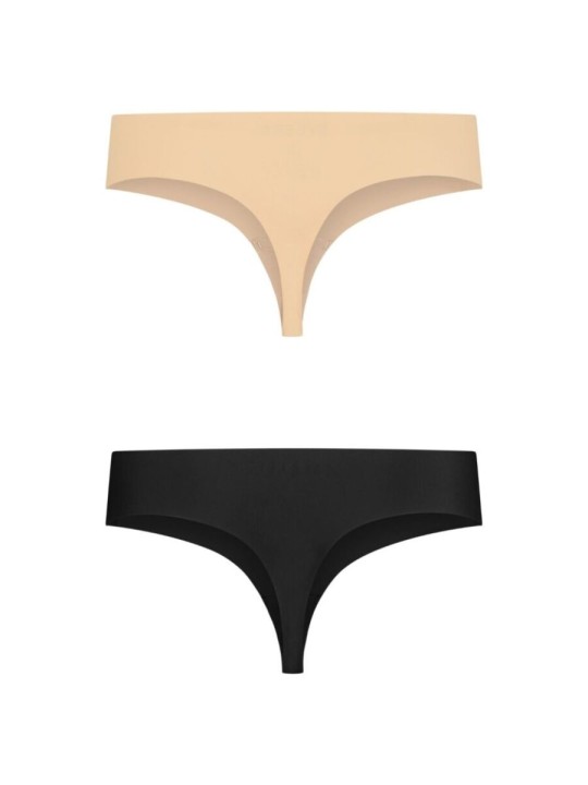 BYE-BRA - PACK 2 TANGAS INVISIBLES BEIGE Y NEGRO TALLA L