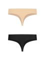 BYE-BRA - INVISIBLE THONG 2 PACK BEIGE & BLACK SIZE XL