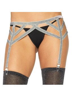 LEG AVENUE - LIGUERO LUREX PLATEADO TALLA ÚNICA