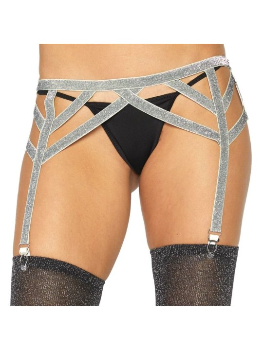 LEG AVENUE - ZILVEREN LUREX KOUSENBAND ONE SIZE