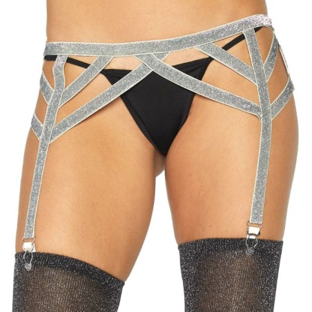 LEG AVENUE - ZILVEREN LUREX KOUSENBAND ONE SIZE