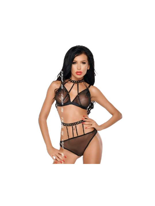 ME-SEDUCE - DOTTY SET ZWEI STÜCK SCHWARZ L/XL