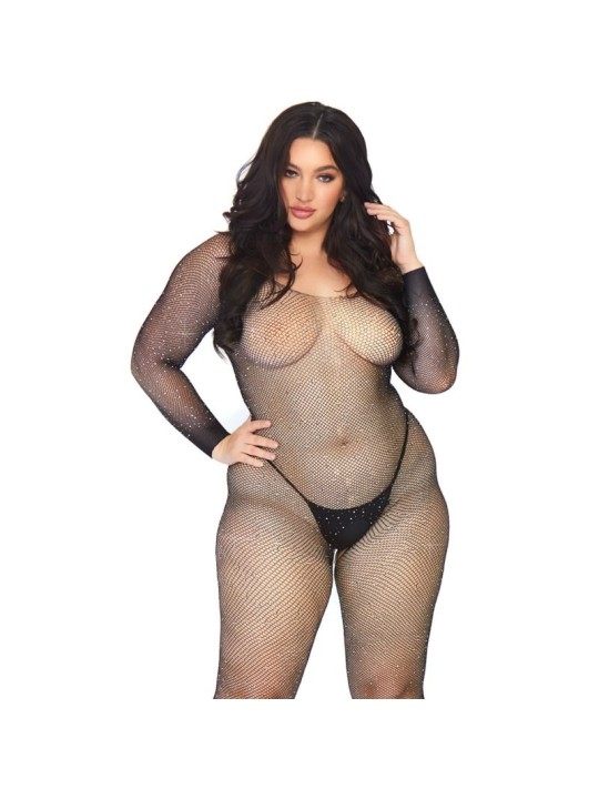 LEG AVENUE - CRYSTALIZED NET BODY STOCKING 1X-2X