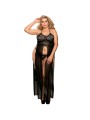 SUBBLIME - QUEEN PLUS DRESS-TOP AND THONG SET BLACK