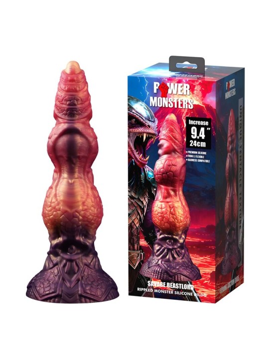 POWER MONSTERS - SAVAGE BEASTLORD TRICOLOR FANTASY SILICONE DILDO 24 C