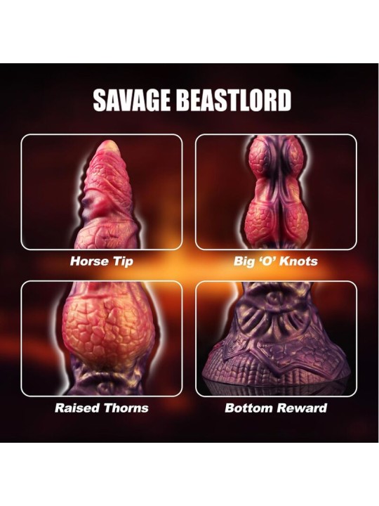 POWER MONSTERS - SAVAGE BEASTLORD TRICOLOR FANTASY SILICONE DILDO 24 C