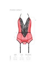 PASSION - PEONIA CORSET LIGNE ÉROTIQUE ROUGE L/XL