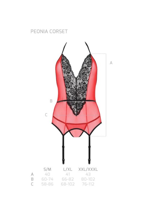 PASSION - PEONIA CORSET EROTIC LINE RED L/XL