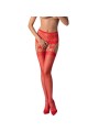 PASSION - S027 ROTE STRÜMPFE MIT GARTER, EINE GRÖSSE