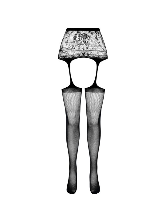 PASSION - S028 COLLANT NERO CON GIARRETTIERA TAGLIA UNICA