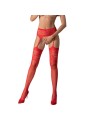 PASSION - S029 ROTE STRÜMPFE MIT GARTER, EINE GRÖSSE