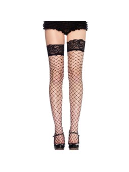 LEG AVENUE - FISHNET & BLACK LACE STOCKINGS