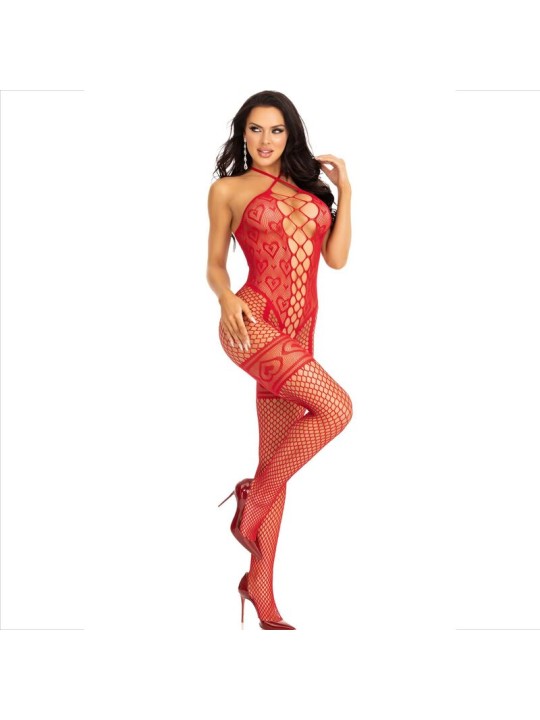 LEG AVENUE - RODE HARTEN HALTER NEK BODYSTOCKING