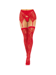 LEG AVENUE - LACE THIGH HIGHS & GARTERBELT RED