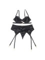 SUBBLIME - 3-DELIGE SET BH + TRANG + KOUSENBAND ZWART KANT S/M