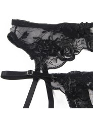 SUBBLIME - SET DE 3 PIEZAS SUJETADOR + TANGA + LIGA ESTAMPADO FLORAL N