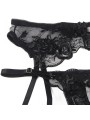 SUBBLIME - 3-DELIGE SET BH + TRINDER + KOUSENBAND ZWARTE BLOEMENPRINT 