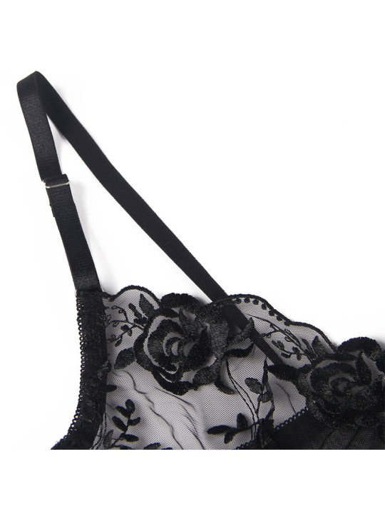 SUBBLIME - SET 3 PEZZI REGGISENO + PERIZOMA + GIARRETTIERA STAMPA FLOR