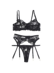SUBBLIME - SET DE 3 PIEZAS SUJETADOR + TANGA + LIGA ESTAMPADO FLORAL N