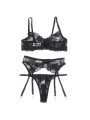 SUBBLIME - SET DE 3 PIEZAS SUJETADOR + TANGA + LIGA ESTAMPADO FLORAL N