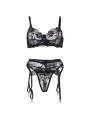 SUBBLIME - SET DE 3 PIEZAS SUJETADOR + TANGA + LIGA ESTAMPADO FLORAL N
