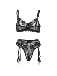 SUBBLIME - SET DE 3 PIEZAS SUJETADOR + TANGA + LIGA ESTAMPADO FLORAL N