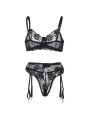 SUBBLIME - SET DE 3 PIEZAS SUJETADOR + TANGA + LIGA ESTAMPADO FLORAL N